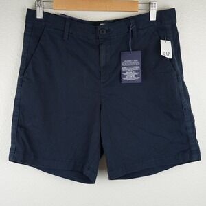 NWT GAP Girlfriend Chino Shorts Navy Blue Womens Size 8 Stretch Mid Rise Preppy